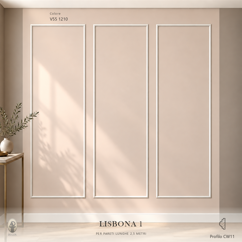 Boiserie Lisbona 1 con profilo CW11 – parete decorata
