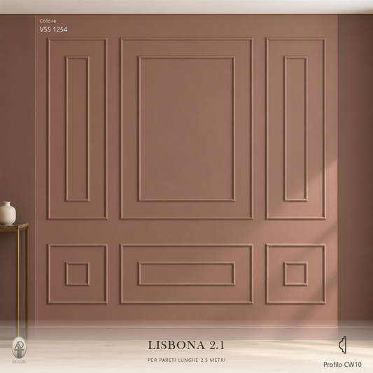 Boiserie Lisbona 2B con profilo CW10 – parete decorata