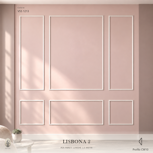 Boiserie Lisbona 2 con profilo CW10 – parete decorata