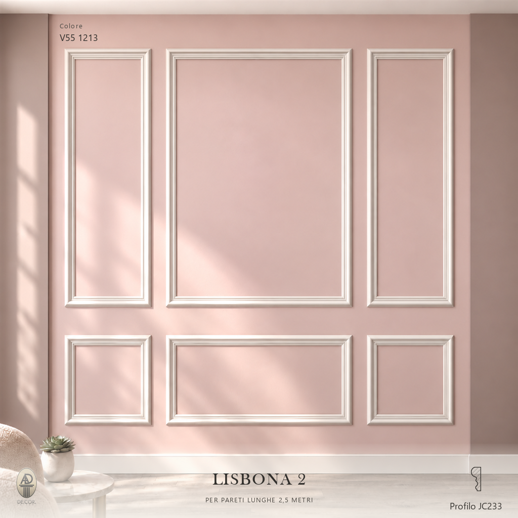 Boiserie Lisbona 2 con profilo JC233 – parete decorata