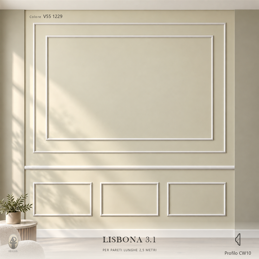 Boiserie Lisbona 3B con profilo CW10 – parete decorata