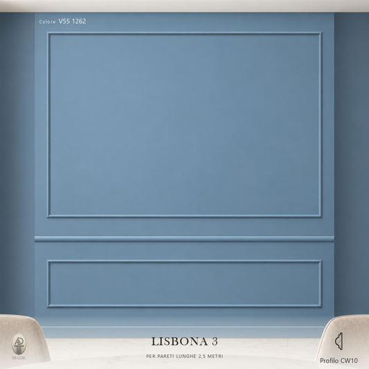 Boiserie Lisbona 3 con profilo CW10 – parete decorata