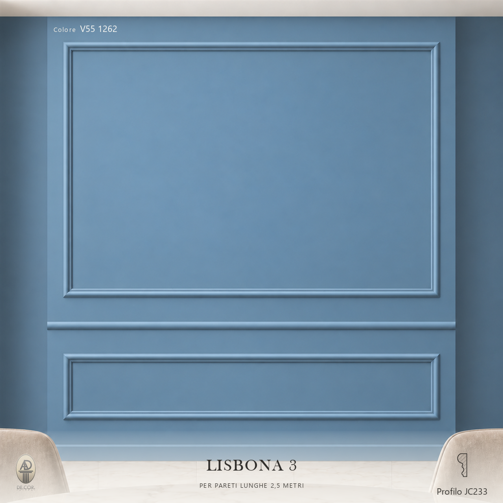Boiserie Lisbona 3 con profilo JC233 – parete decorata