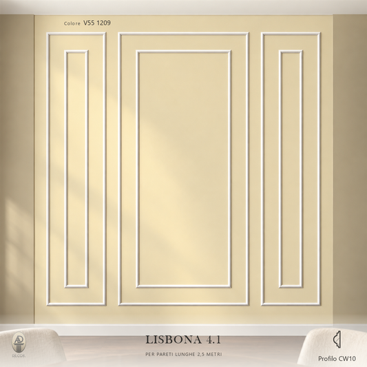 Boiserie Lisbona 4B con profilo CW10 – parete decorata