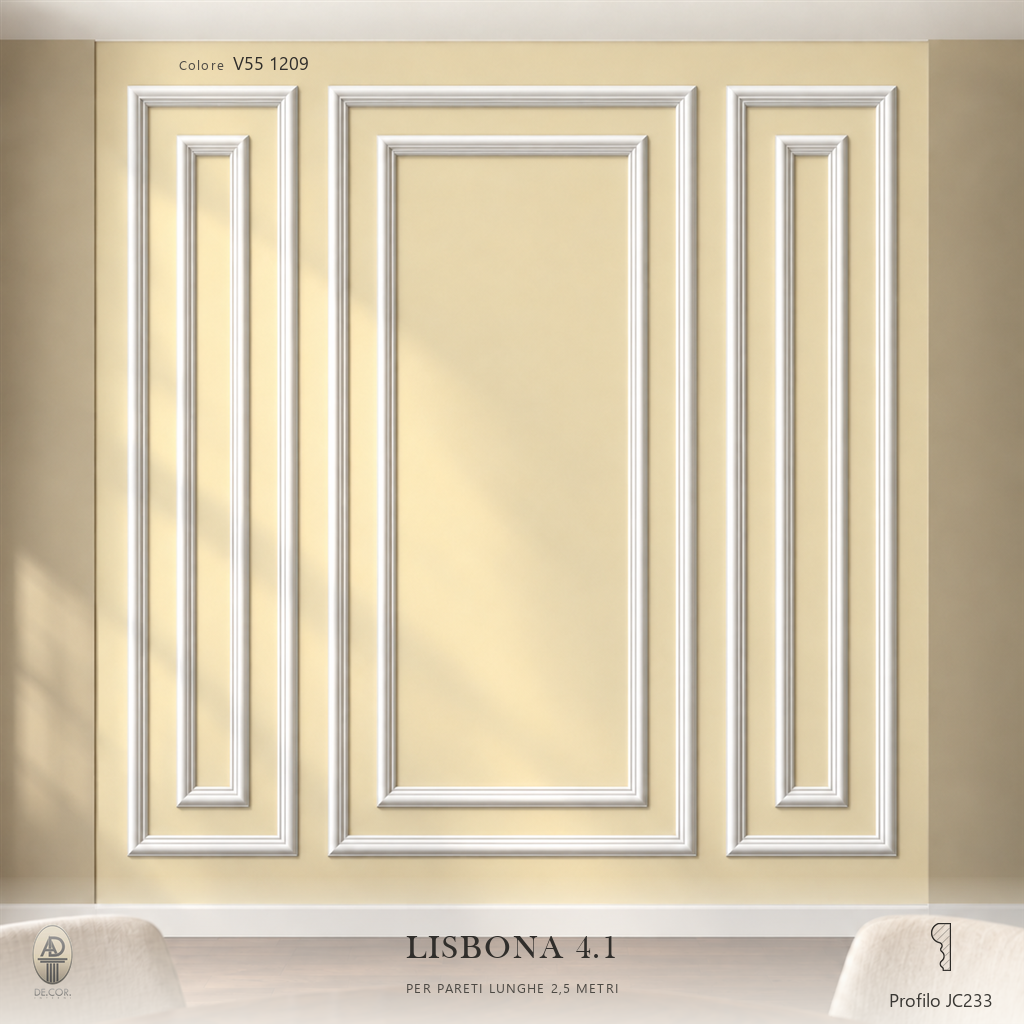 Boiserie Lisbona 4B con profilo JC233 – parete decorata