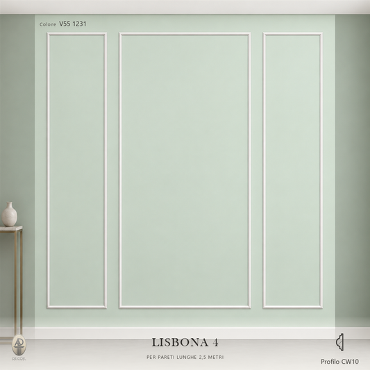 Boiserie Lisbona 4 con profilo CW10 – parete decorata