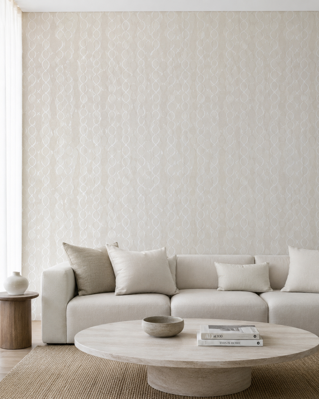 Carta da parati Marburg  Wallcovering - Model 19 sabbia motivo a intreccio ogivale tono su tono