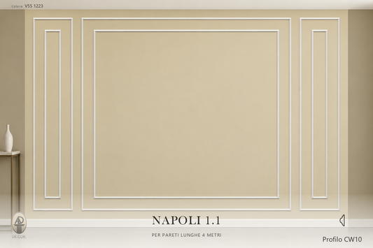 Boiserie Napoli 1B con profilo CW10 – parete decorata