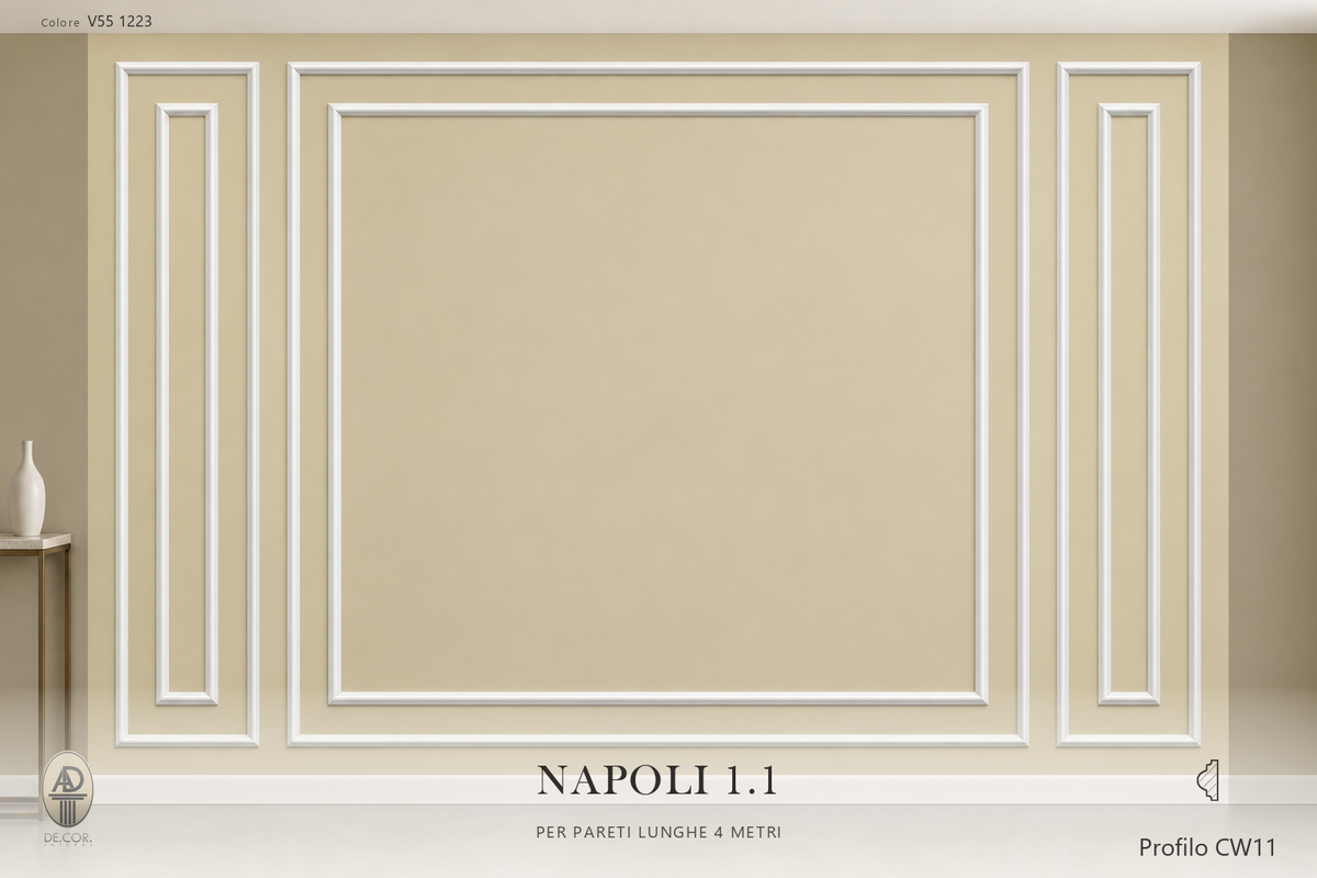 Boiserie Napoli 1B con profilo CW11 – parete decorata