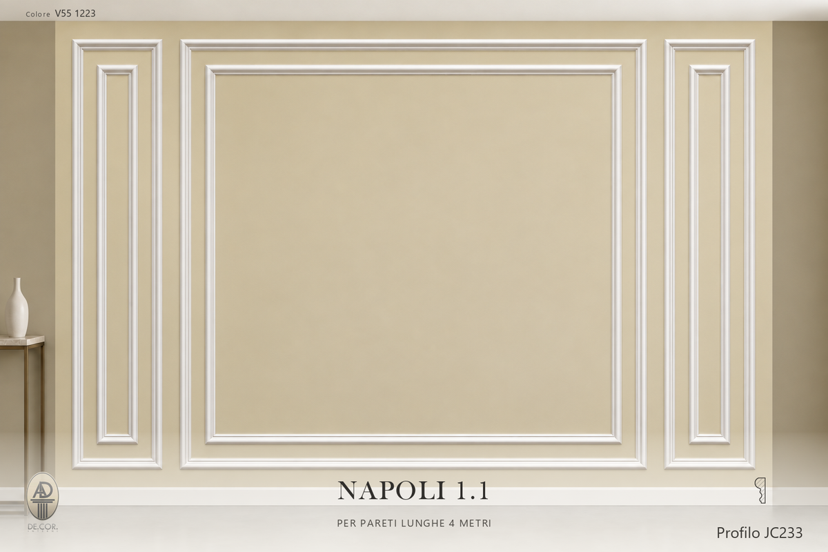 Boiserie Napoli 1B con profilo JC233 – parete decorata
