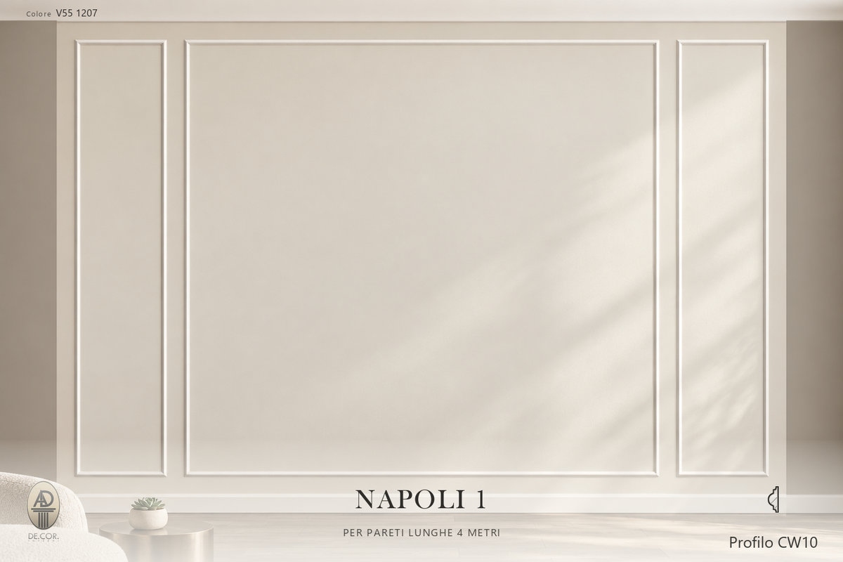 Boiserie Napoli 1 con profilo CW10 – parete decorata