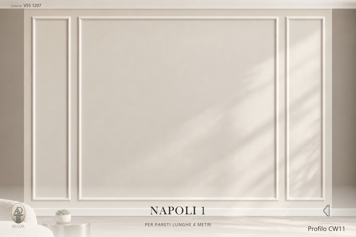 Boiserie Napoli 1 con profilo CW11 – parete decorata