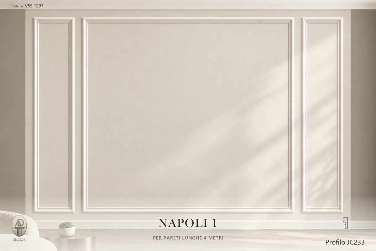 Boiserie Napoli 1 con profilo JC233 – parete decorata