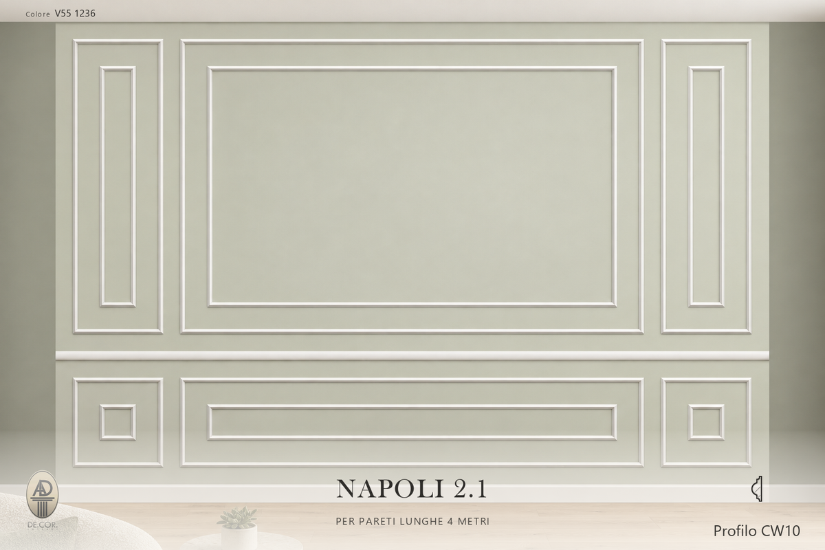 Boiserie Napoli 2B con profilo CW10 – parete decorata