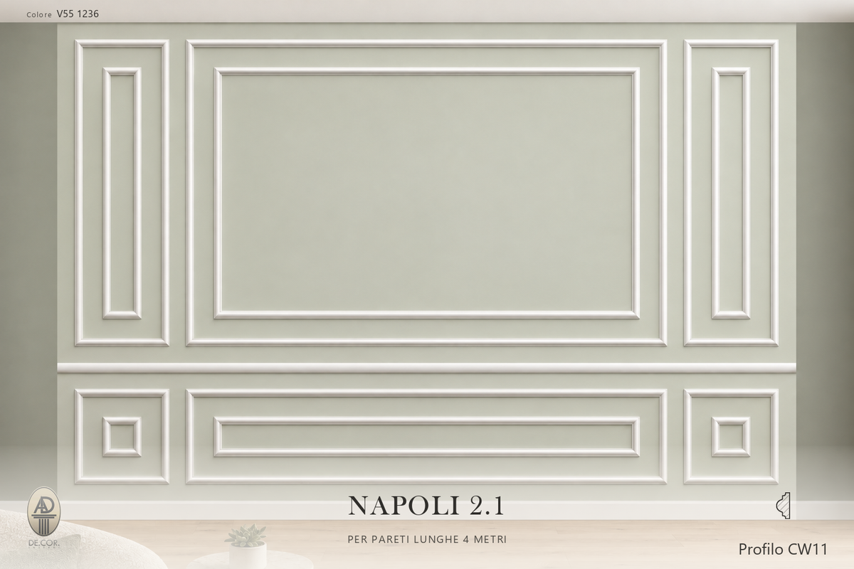 Boiserie Napoli 2B con profilo CW11 – parete decorata