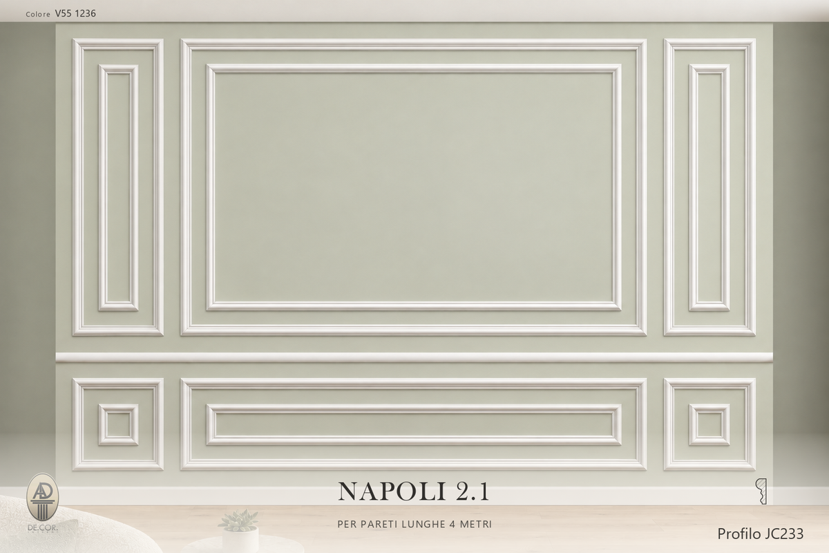 Boiserie Napoli 2B con profilo JC233 – parete decorata