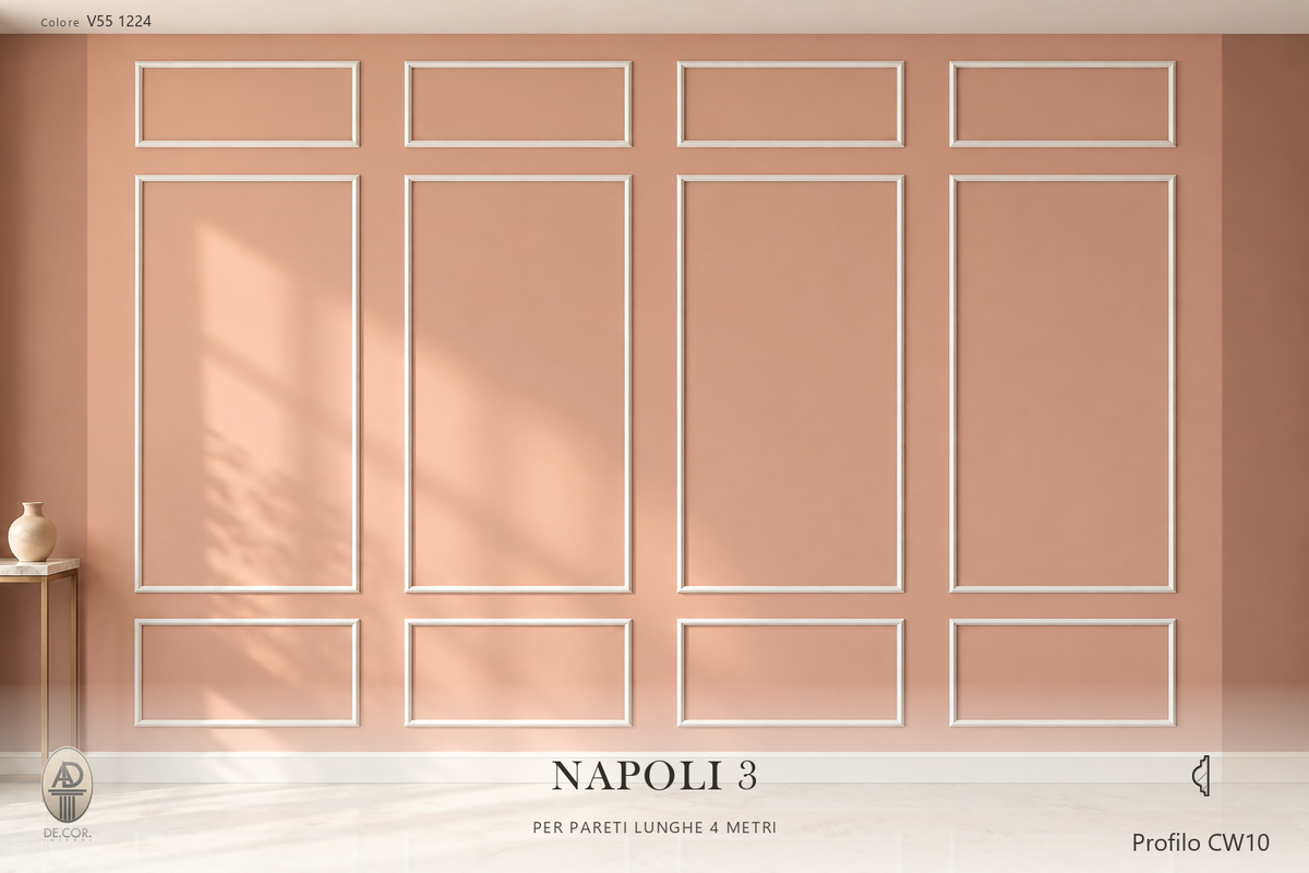 Boiserie Napoli 3 con profilo CW10 – parete decorata