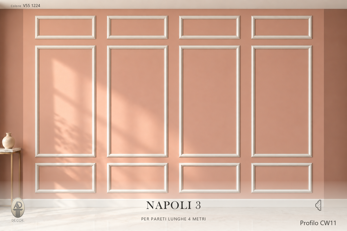 Boiserie Napoli 3 con profilo CW11 – parete decorata