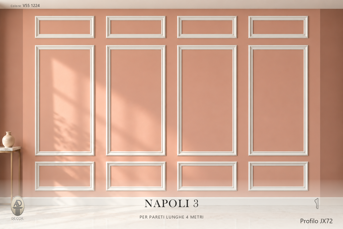 Boiserie Napoli 3 con profilo JX72 – parete decorata