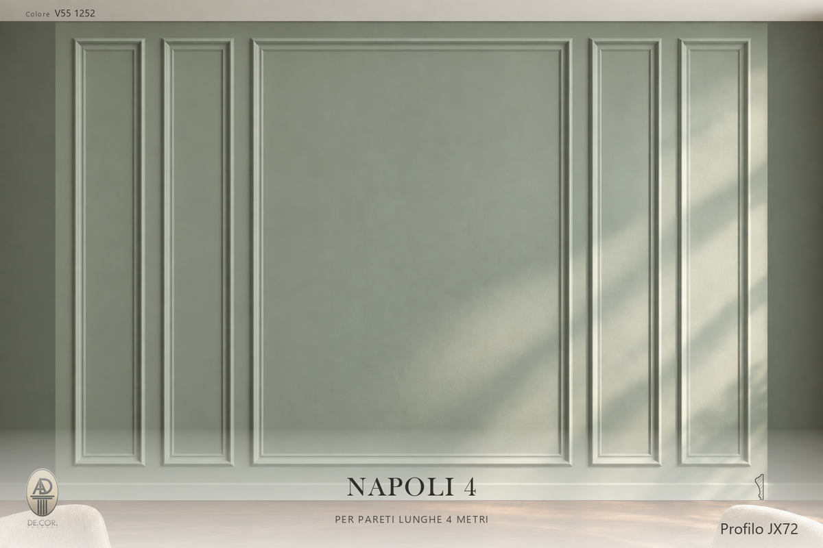 Boiserie Napoli 4 con profilo JX72 – parete decorata