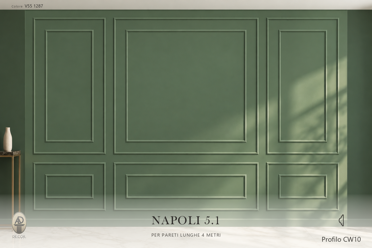Boiserie Napoli 5B con profilo CW10 – parete decorata