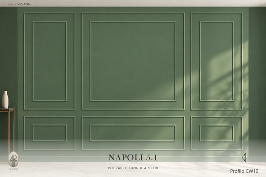 Boiserie Napoli 5B con profilo CW10 – parete decorata