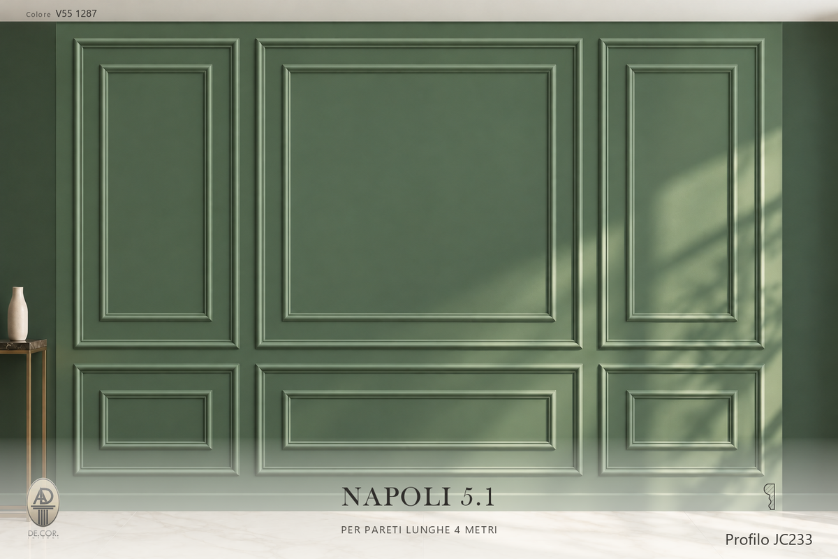 Boiserie Napoli 5B con profilo JC233 – parete decorata