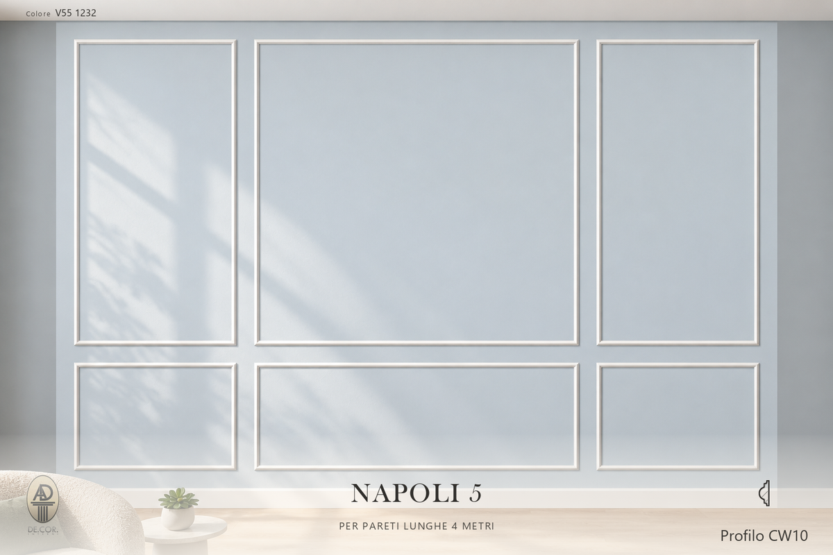 Boiserie Napoli 5 con profilo CW10 – parete decorata