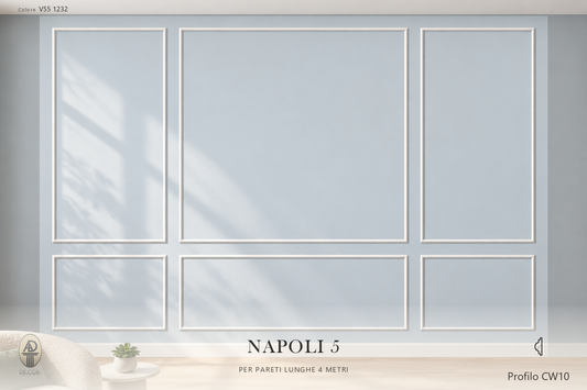 Boiserie Napoli 5 con profilo CW10 – parete decorata