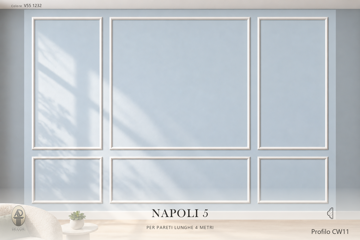 Boiserie Napoli 5 con profilo CW11 – parete decorata