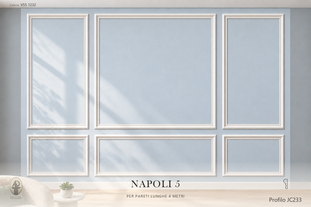 Boiserie Napoli 5 con profilo JC233 – parete decorata
