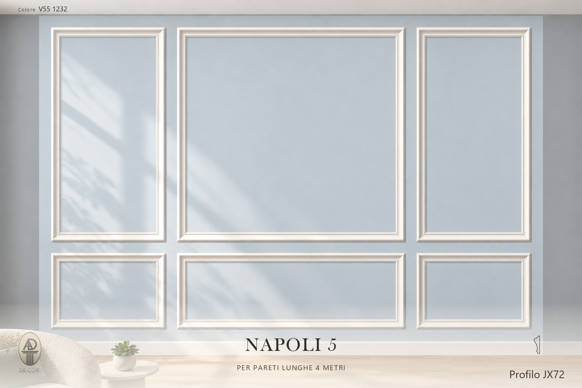 Boiserie Napoli 5 con profilo JX72 – parete decorata