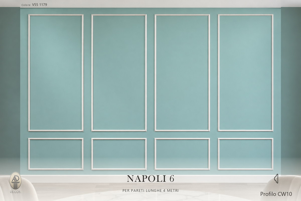 Boiserie Napoli 6 con profilo CW10 – parete decorata