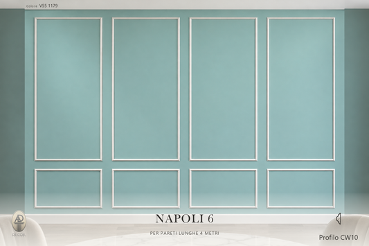 Boiserie Napoli 6 con profilo CW10 – parete decorata