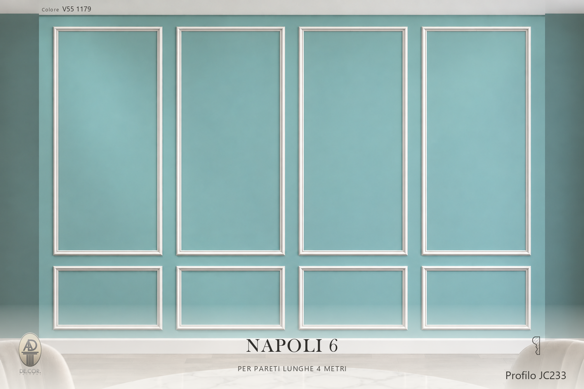 Boiserie Napoli 6 con profilo JC233 – parete decorata