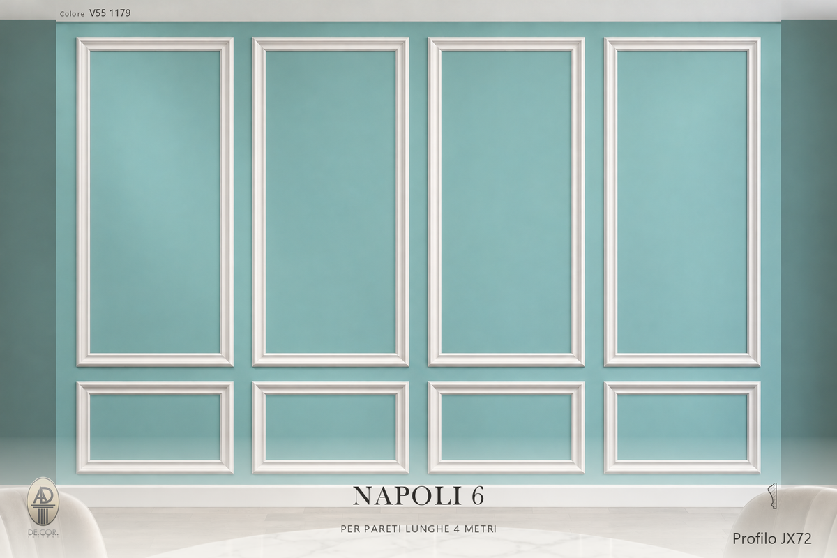 Boiserie Napoli 6 con profilo JX72 – parete decorata