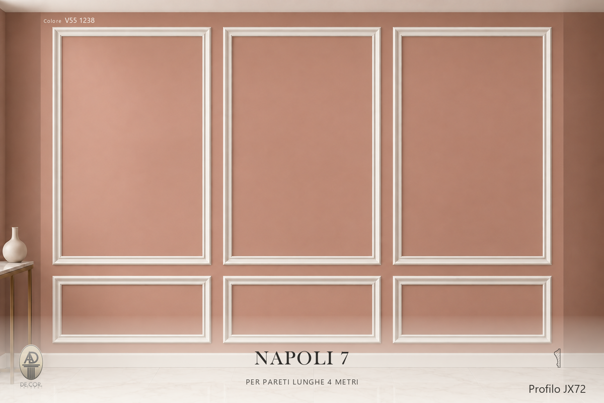 Boiserie Napoli 7 con profilo JX72 – parete decorata