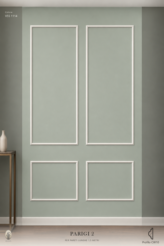 Boiserie Parigi 2 con profilo CW10 – parete decorata