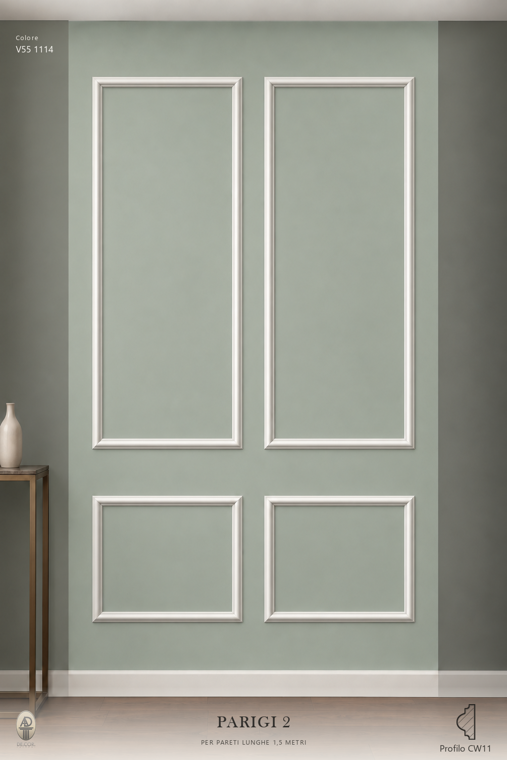 Boiserie Parigi 2 con profilo CW11 – parete decorata