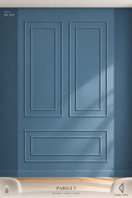 Boiserie Parigi 3 con profilo CW10 – parete decorata