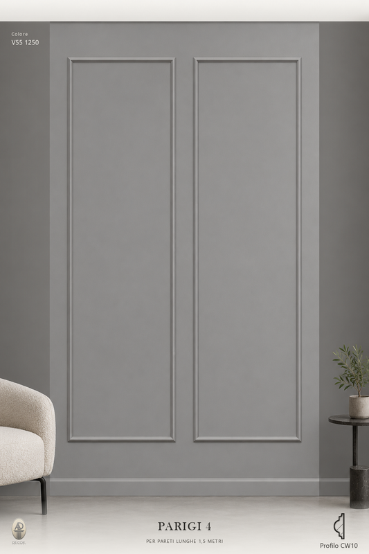 Boiserie Parigi 4 con profilo CW10 – parete decorata