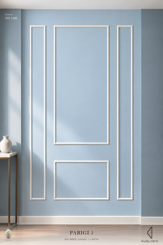 Boiserie Parigi 5 con profilo CW10 – parete decorata