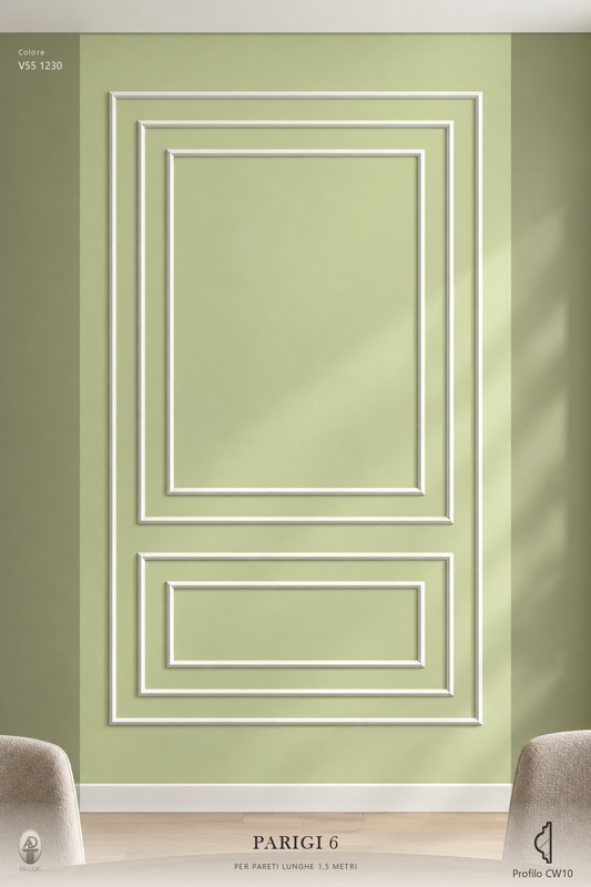 Boiserie Parigi 6 con profilo CW10 – parete decorata