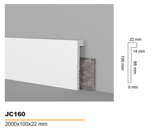 HD SKIRTING JC160 - COPRI BATTISCOPA - 2000x100x22 mm - ARD