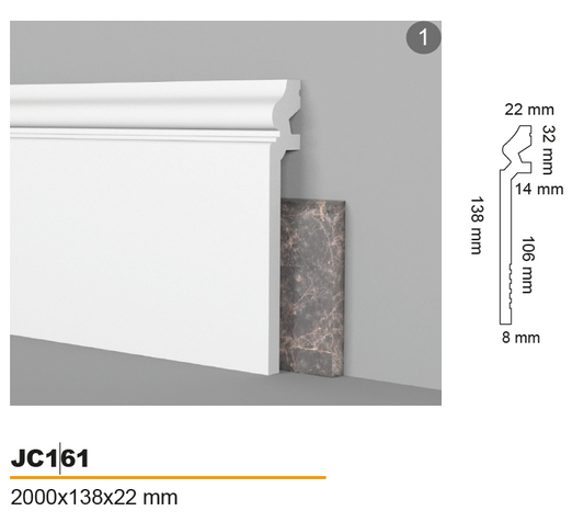 HD SKIRTING JC161 - COPRI BATTISCOPA - 2000x138 x22 mm - ARD