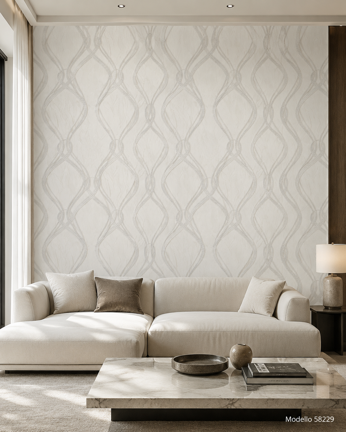 Carta da parati Marburg  Wallcovering - 58229 perla geometrico a raggiera effetto 3D