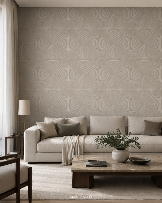 Carta da parati Marburg  Wallcovering - 54413 tortora geometrico a stella effetto 3D
