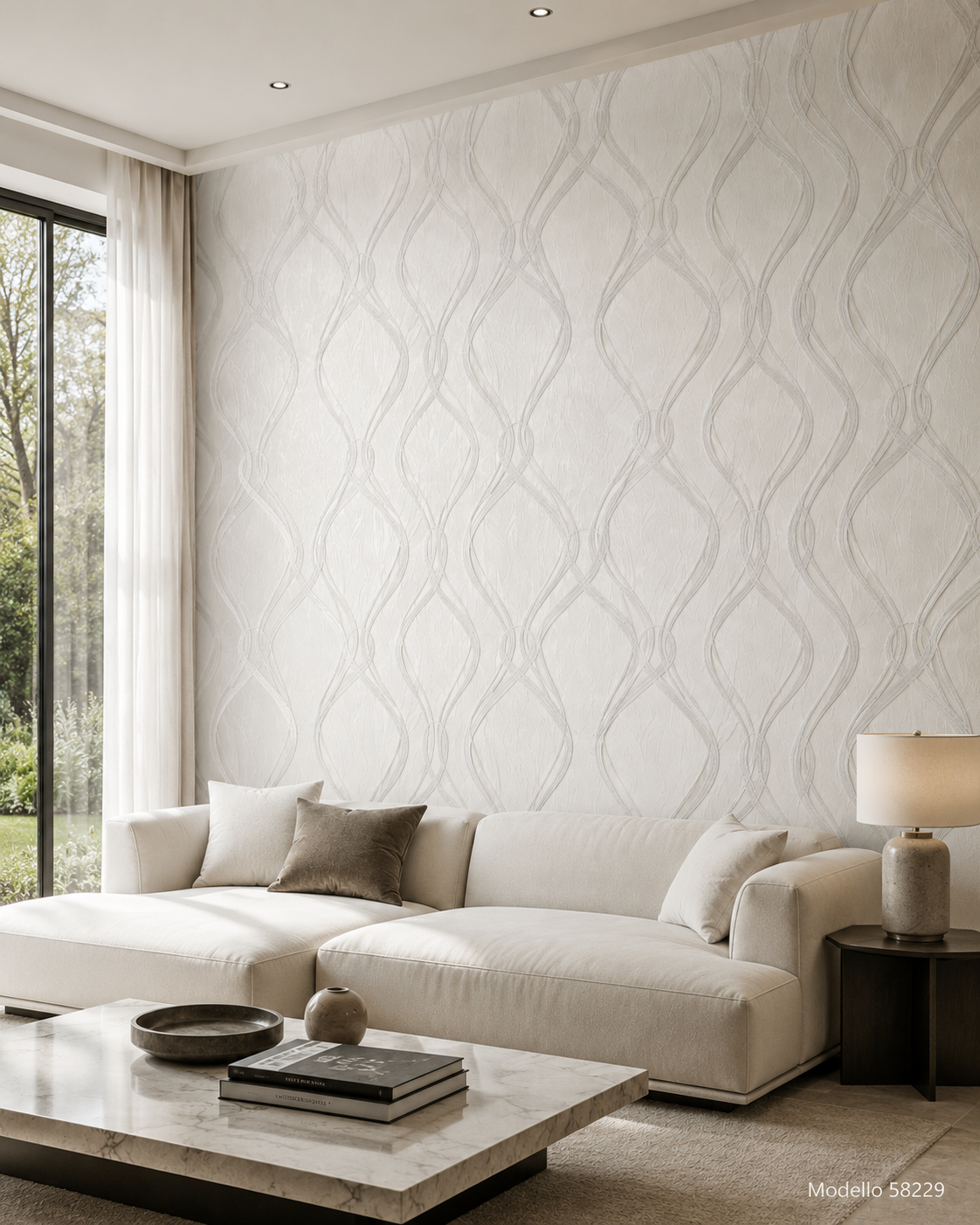 Carta da parati Marburg  Wallcovering - 58229 perla geometrico a raggiera effetto 3D