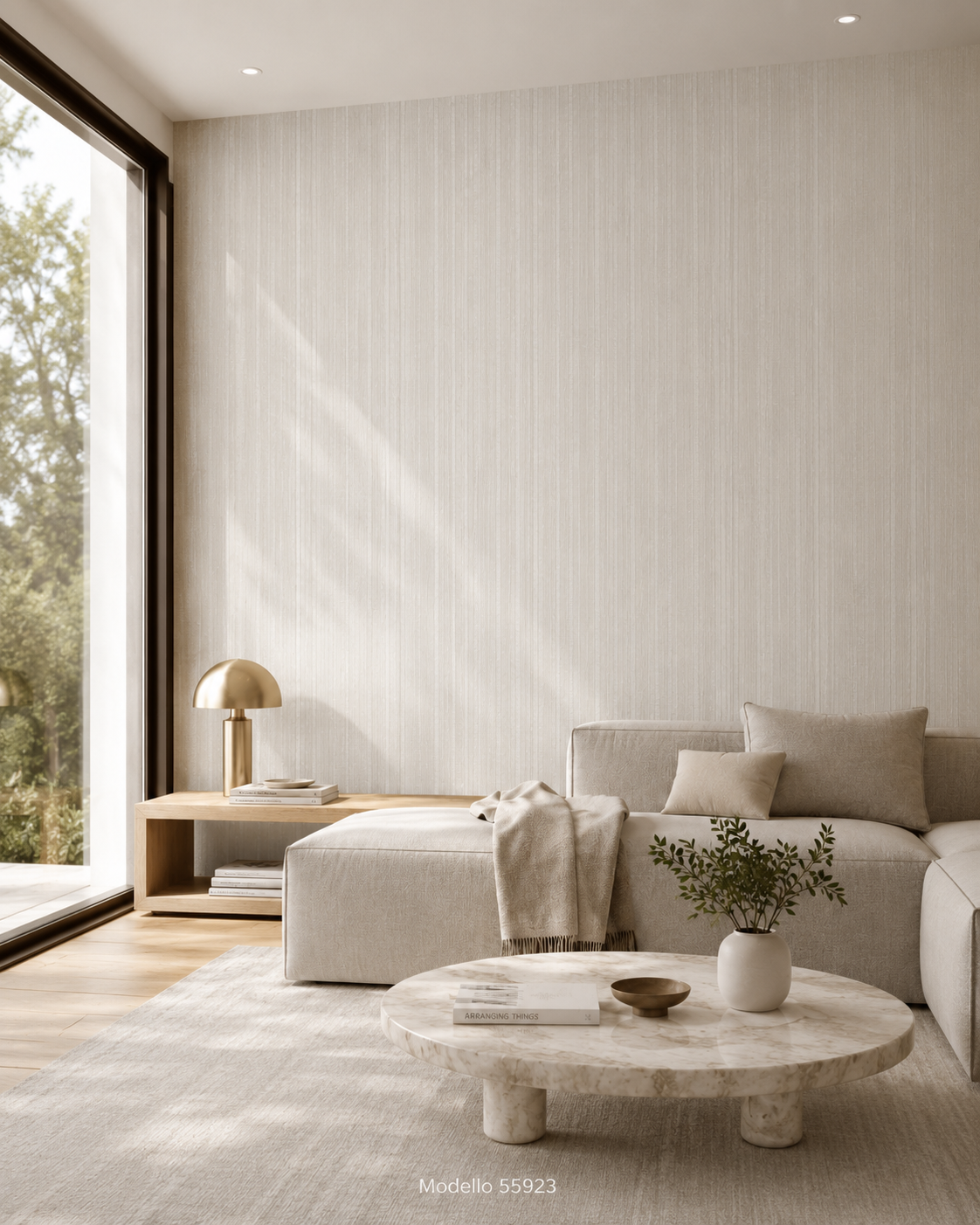 Carta da parati Marburg  Wallcovering - 55923 avorio righe verticali effetto lino