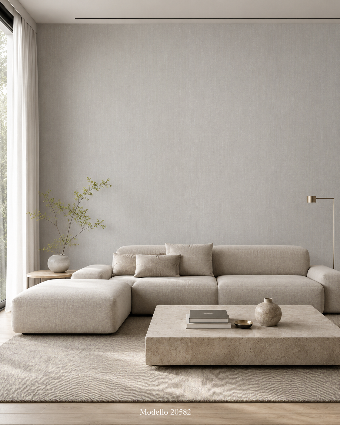 Carta da parati Marburg  Wallcovering - 20582 grigio chiaro effetto tessuto